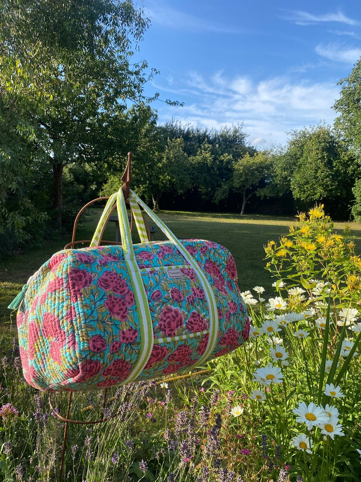 Indian Block Print Weekend Bag - Rose