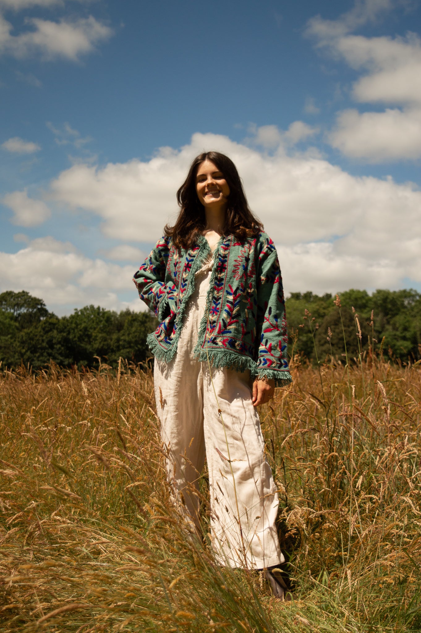 Frayed Edge Bohemian Jacket Blue