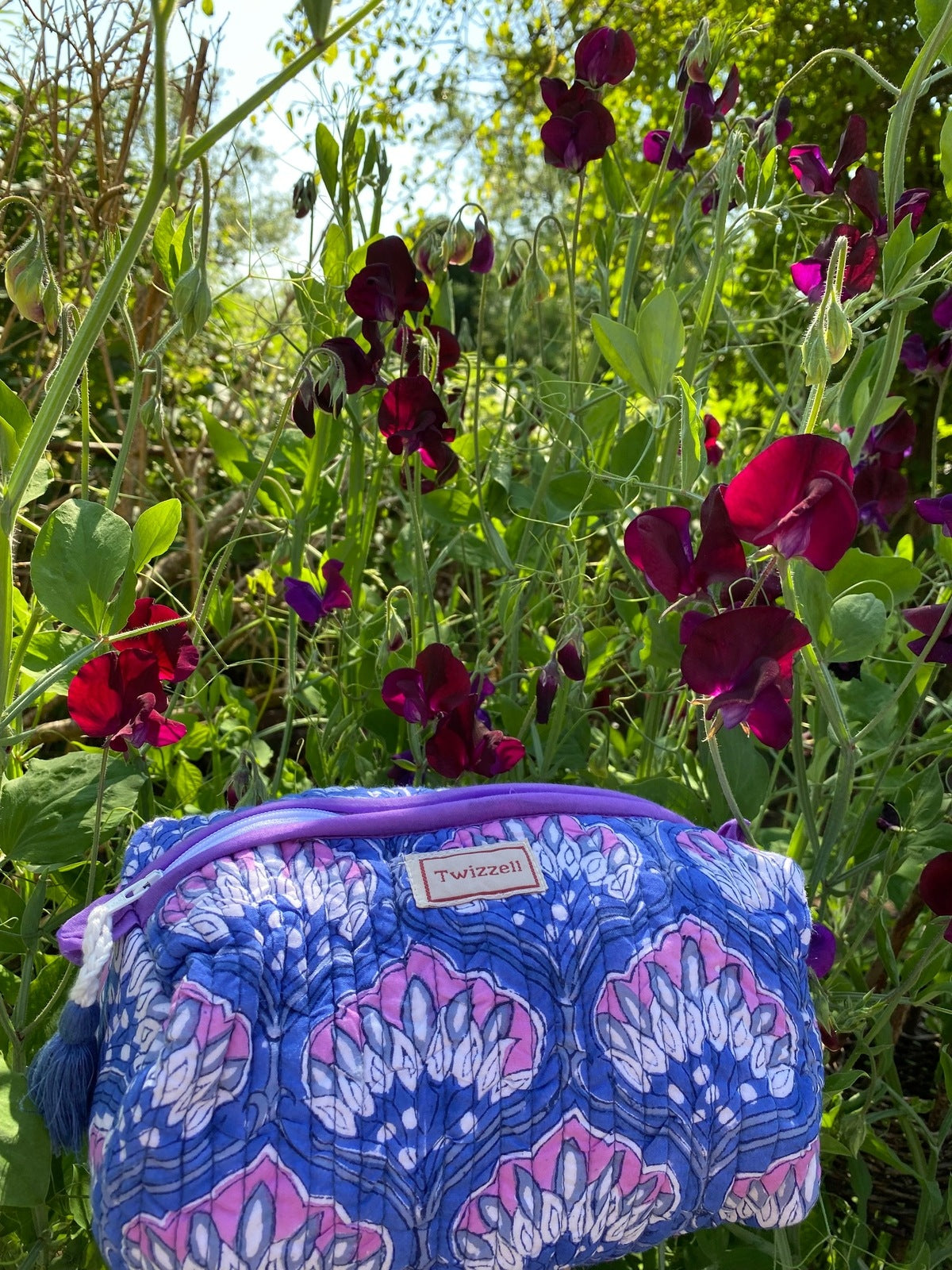 Quilted Wash Bag - Purple Geometric