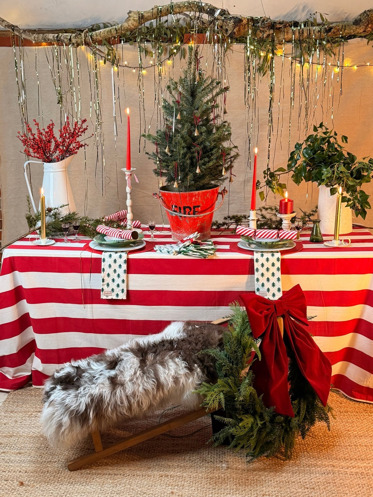 Red Stripe Tablecloth