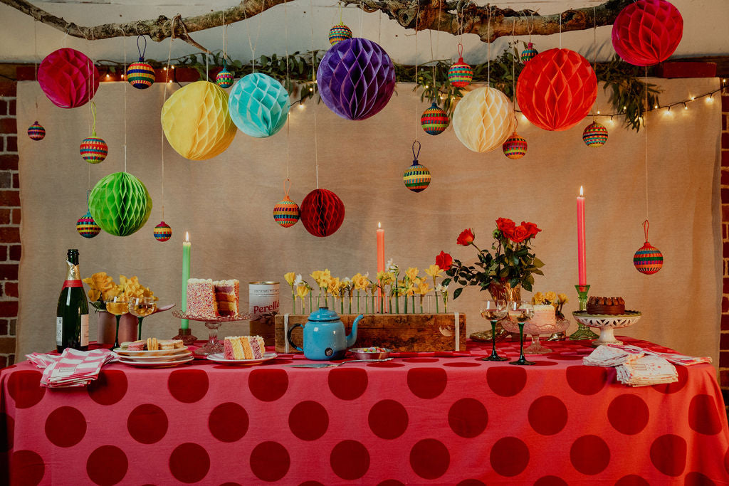 Pink with Red Spot Tablecloth