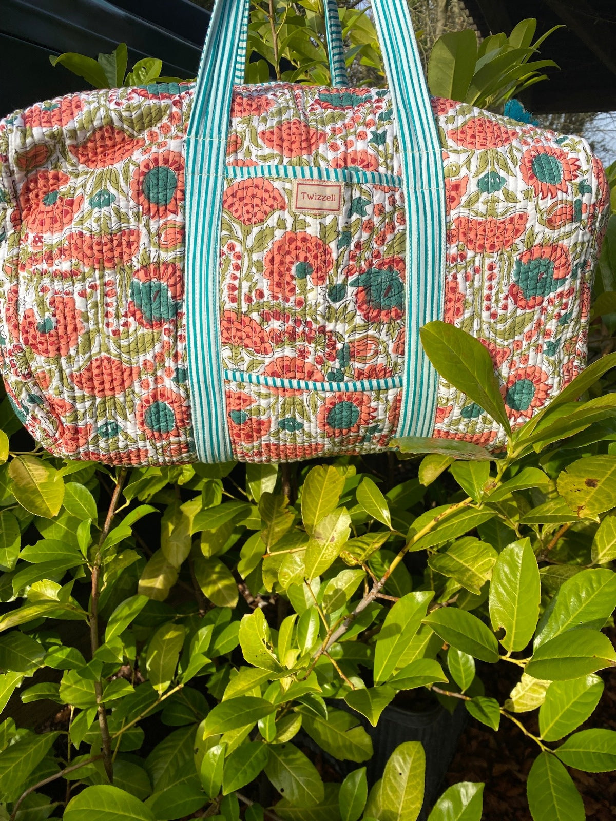 Indian Block Print Weekend Bag - Apricot