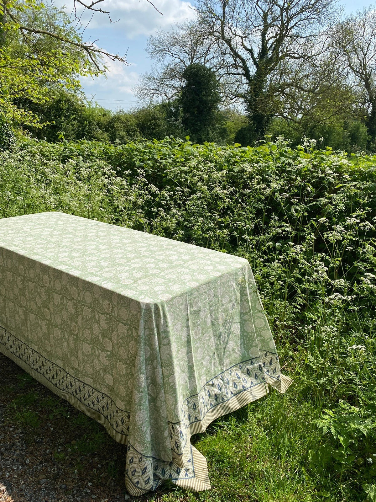 Indian Block Print Tablecloth - Pistachio