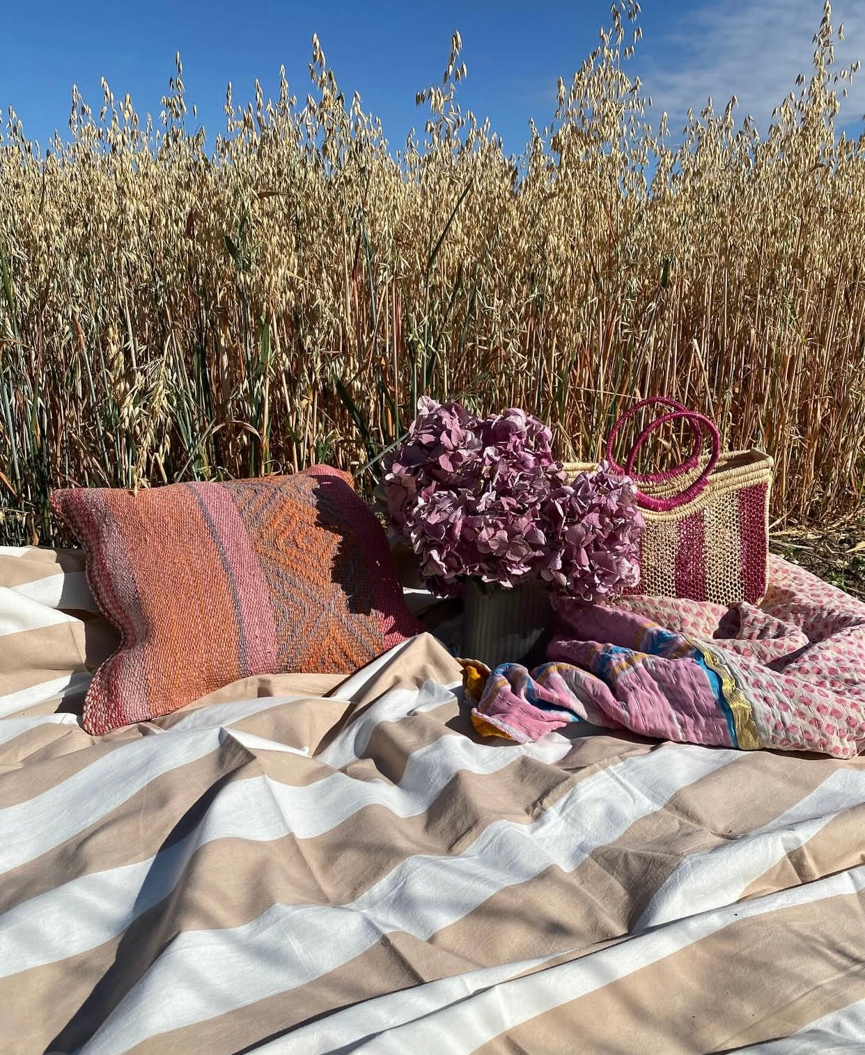 Beige Stripe Tablecloth