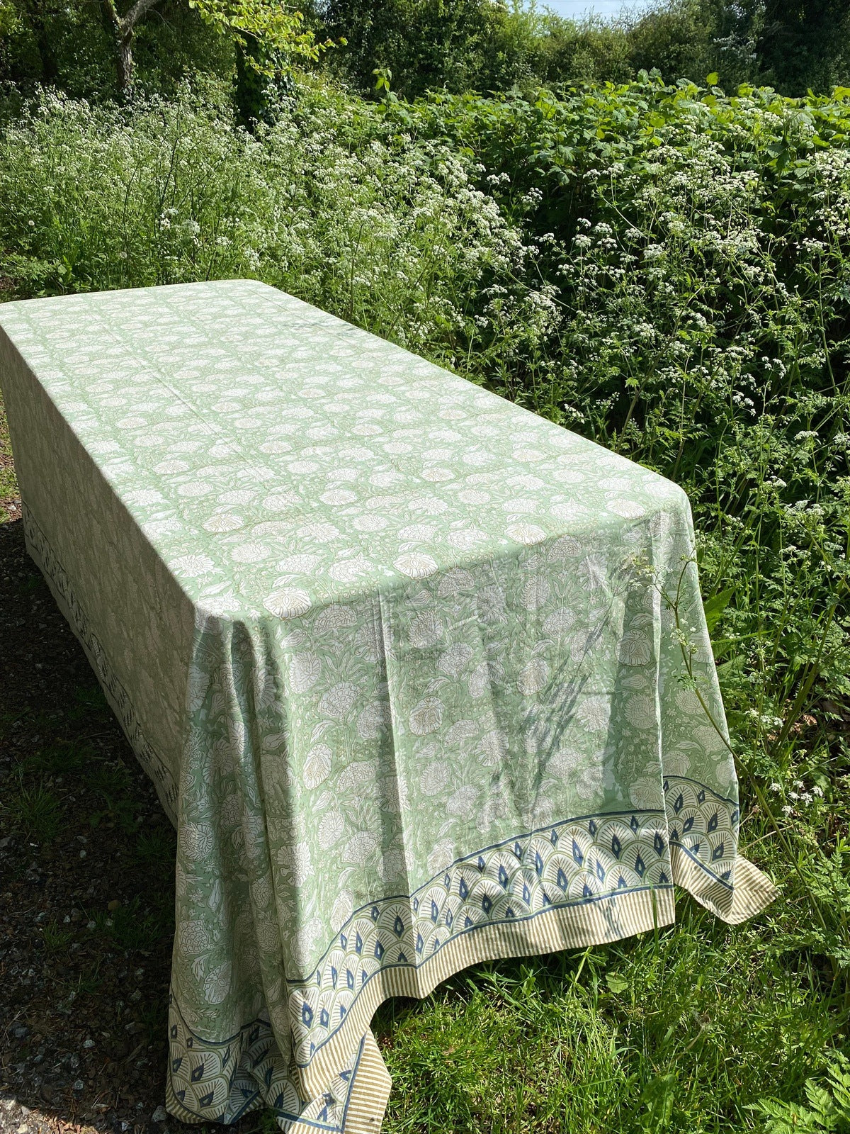 Indian Block Print Tablecloth - Pistachio