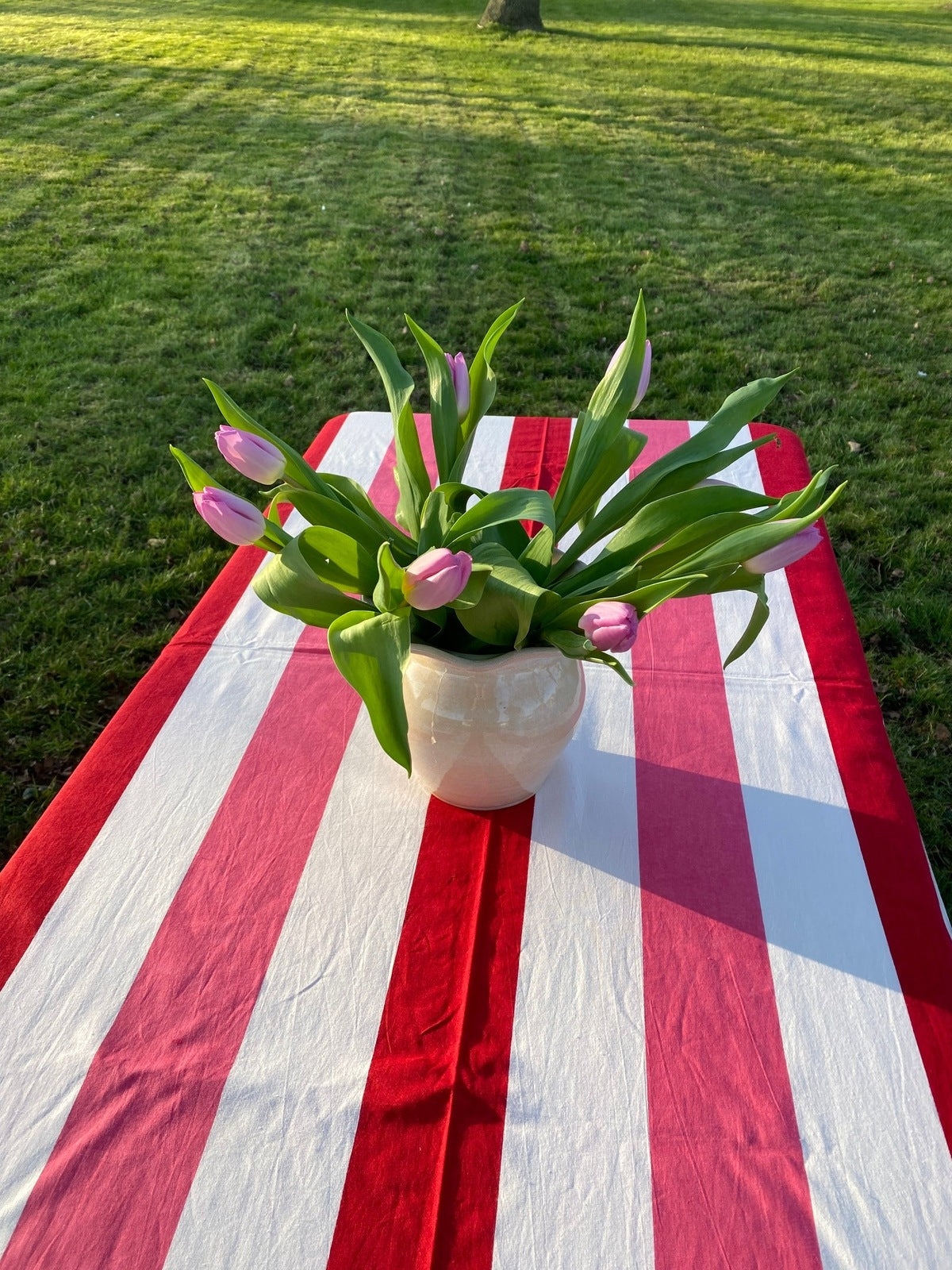 Indian Block Print Tablecloth - Red, Pink and White