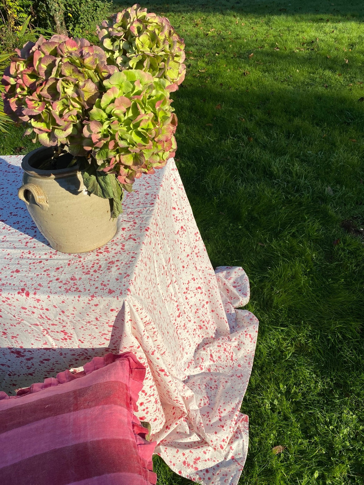 Pink Splatter Tablecloth