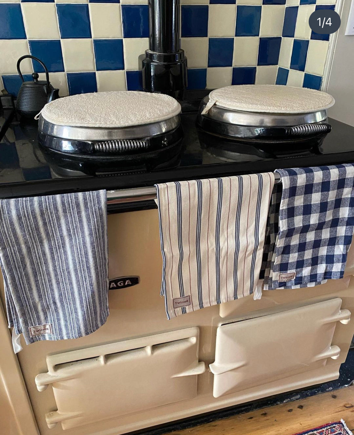 Navy Gingham Tea Towel