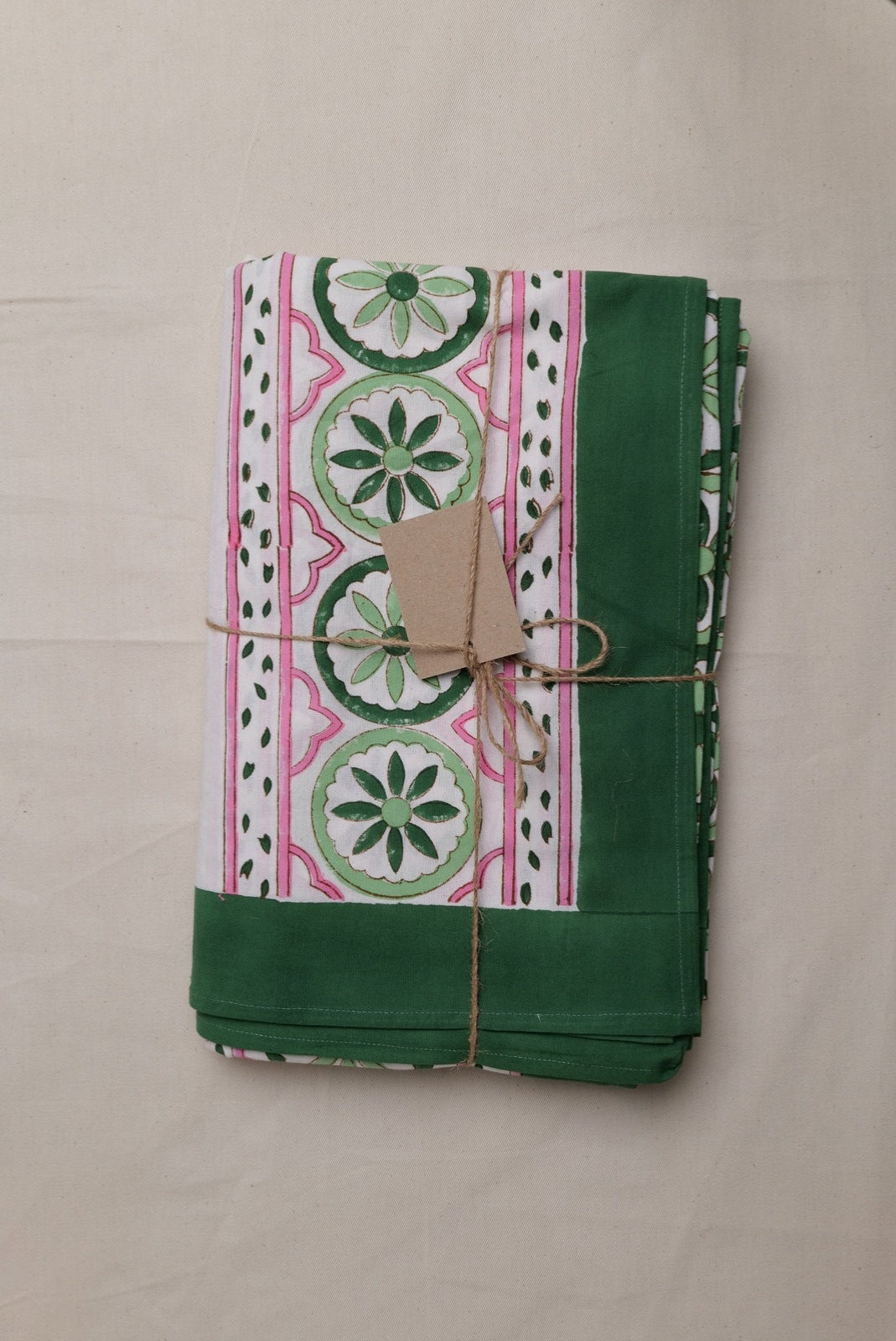 Sicilian Tablecloth - Pink and Green