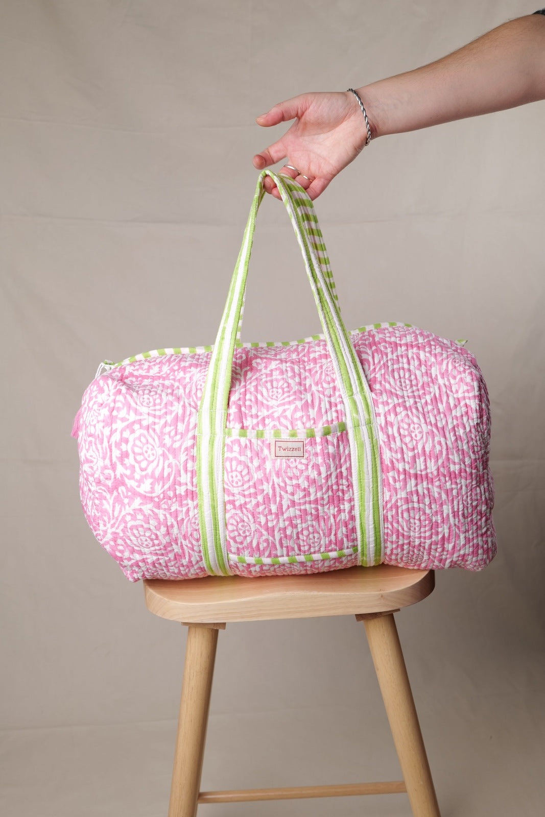 Indian Block Print Weekend Bag - Pink