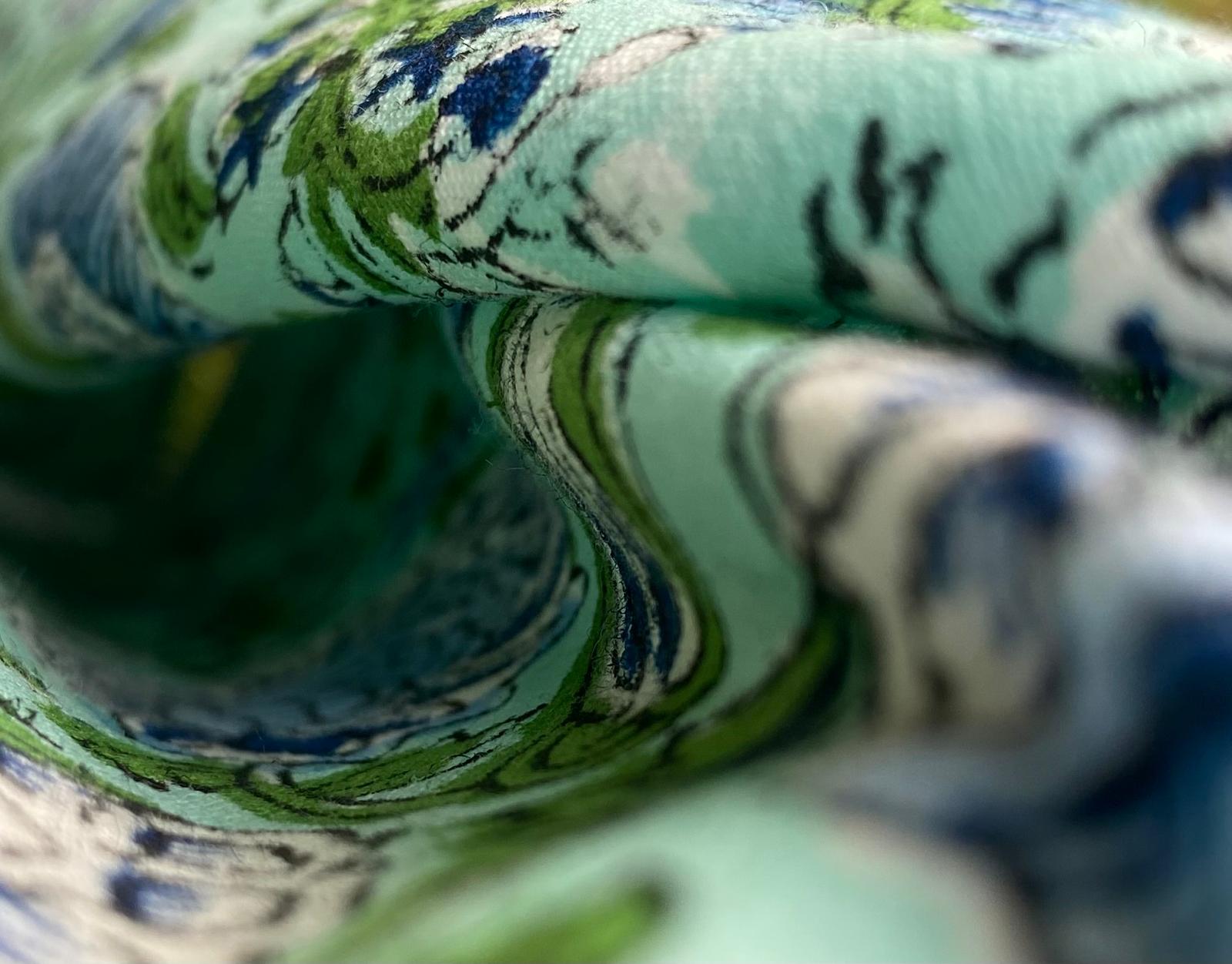 Indian Block Print Tablecloth - Green and Blue
