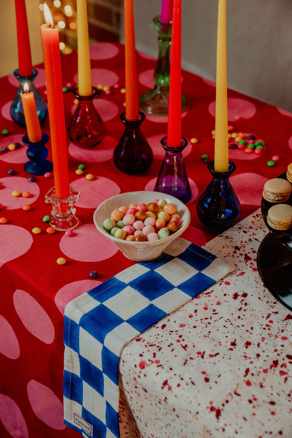 Red with Pink Spot Tablecloth