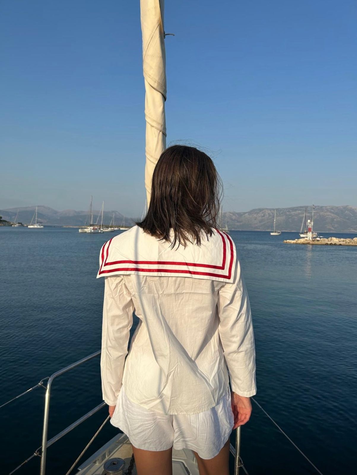 White Sailor Collar Blouse