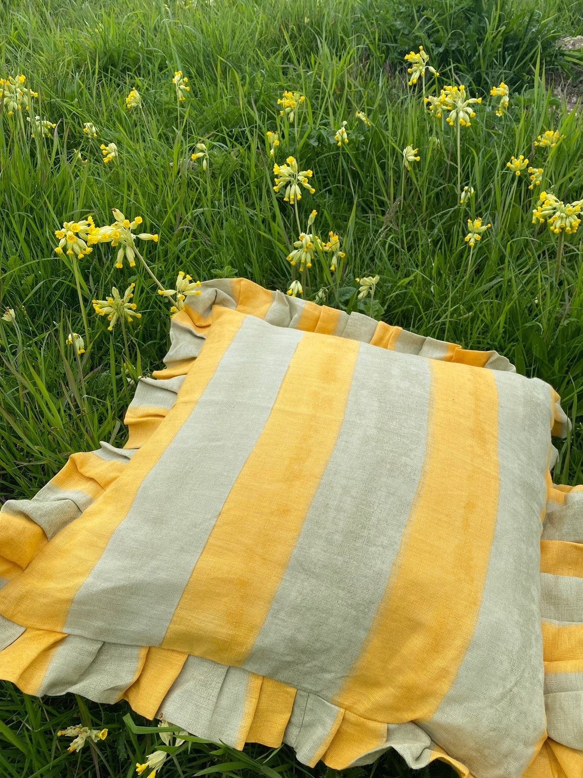 Ruffle Linen Cushion Cover - Yellow