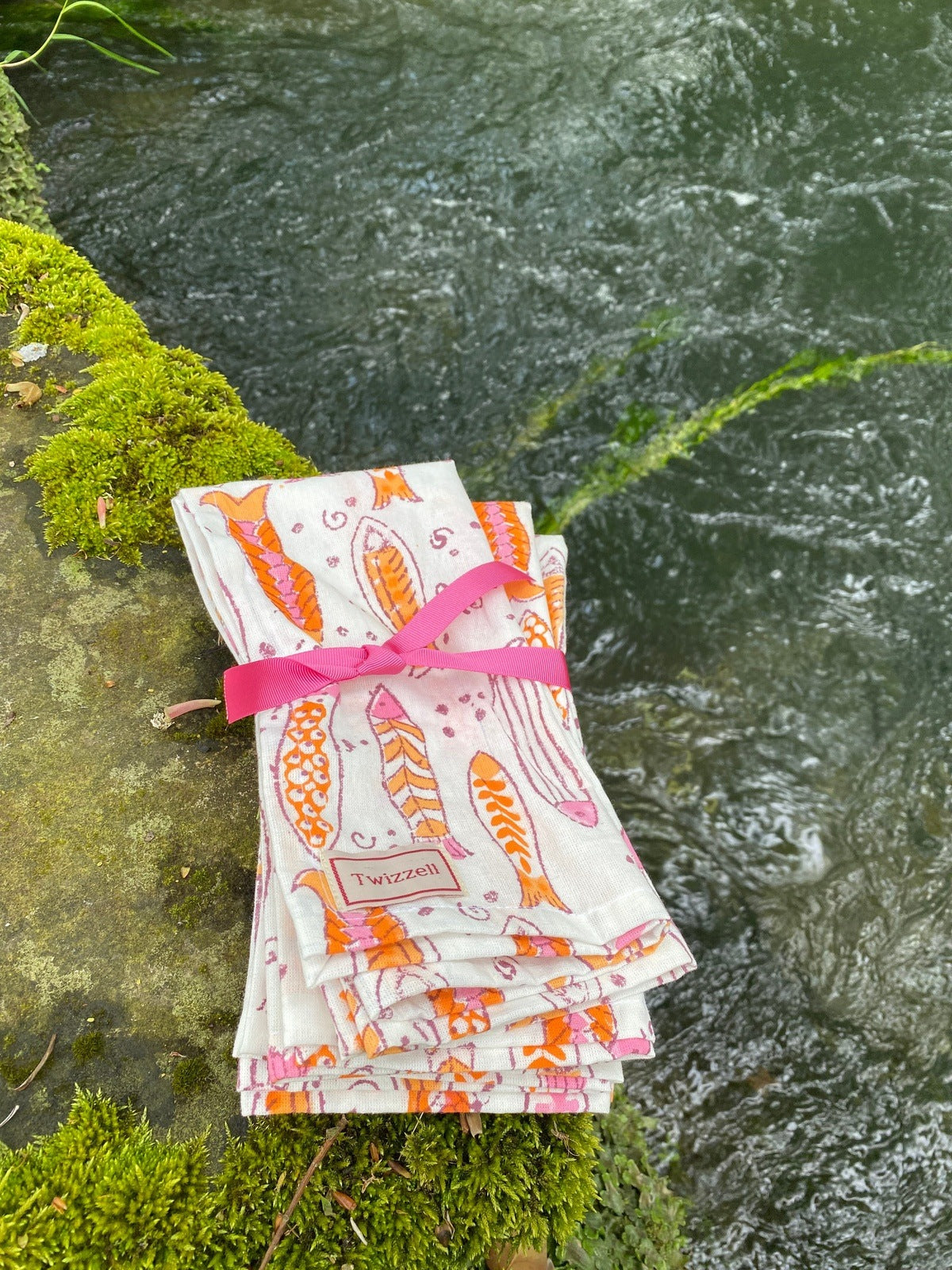 Pink Fish Spritz Napkin x 4