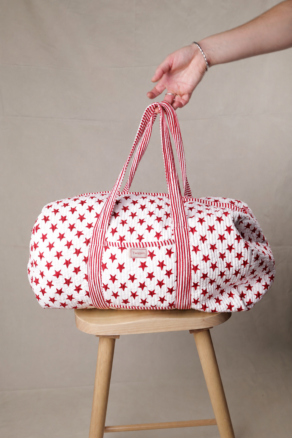 Indian Block Print Weekend Bag - Red Star