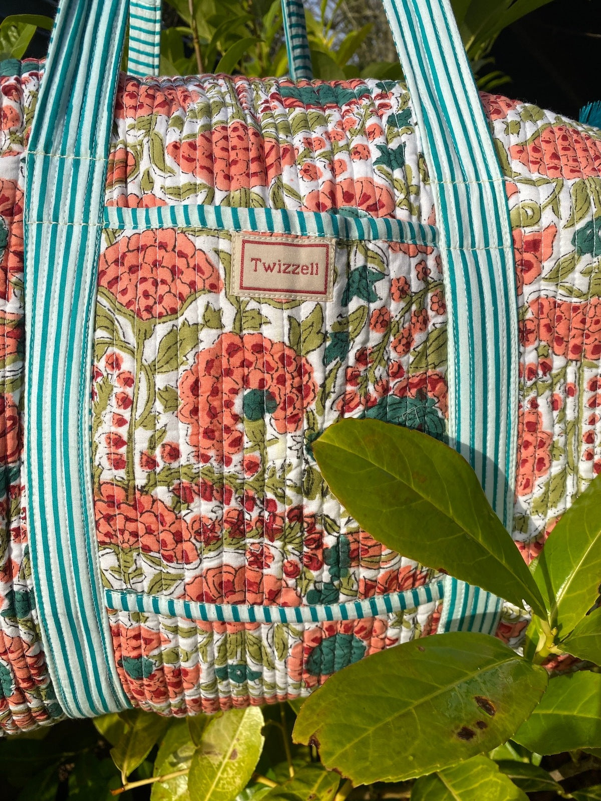 Indian Block Print Weekend Bag - Apricot