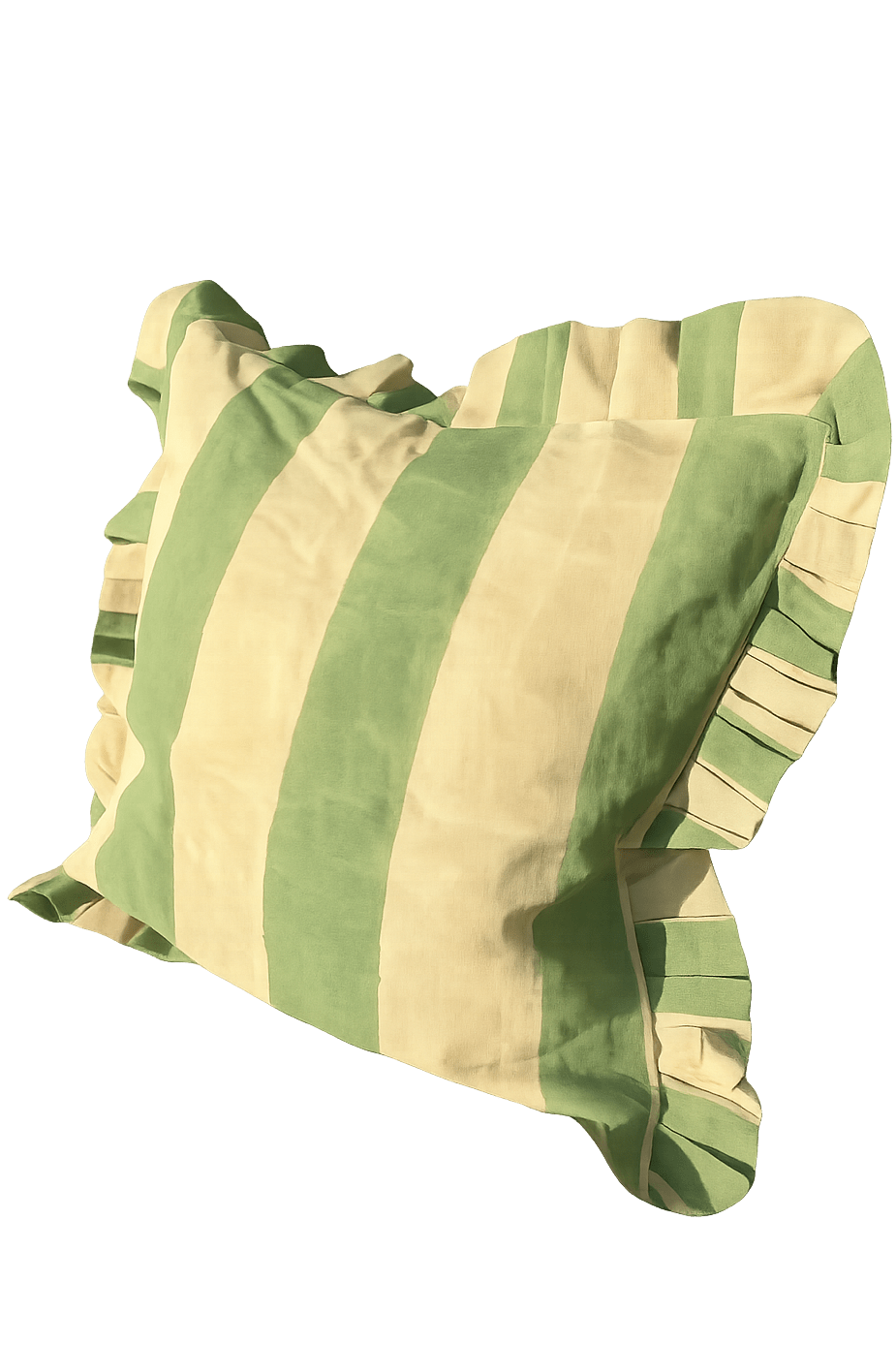 Ruffle Linen Cushion Cover - Green