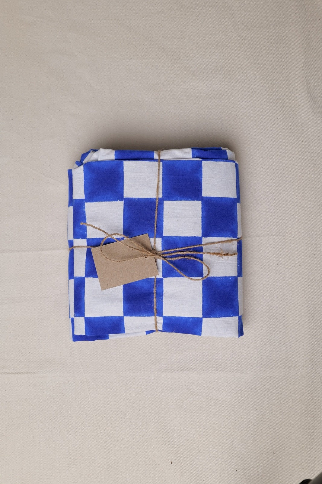 Blue and White Checkerboard Tablecloth