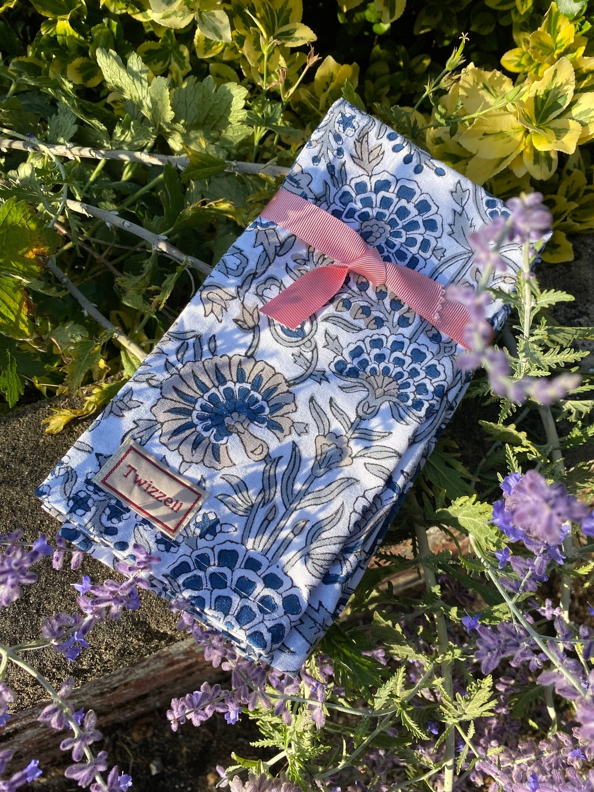 Indian Block Print Napkins Set of 4 - White and Grey
