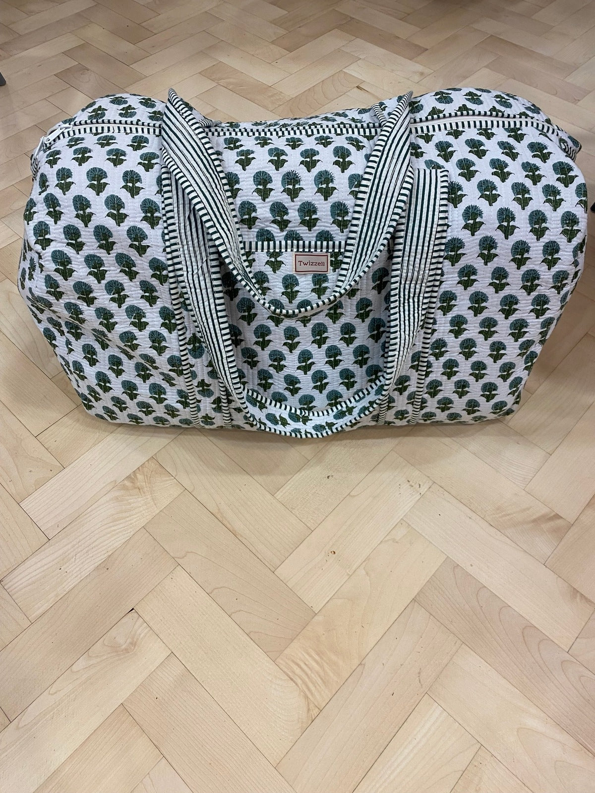 Indian Block Print XL Weekend Bag - Blue