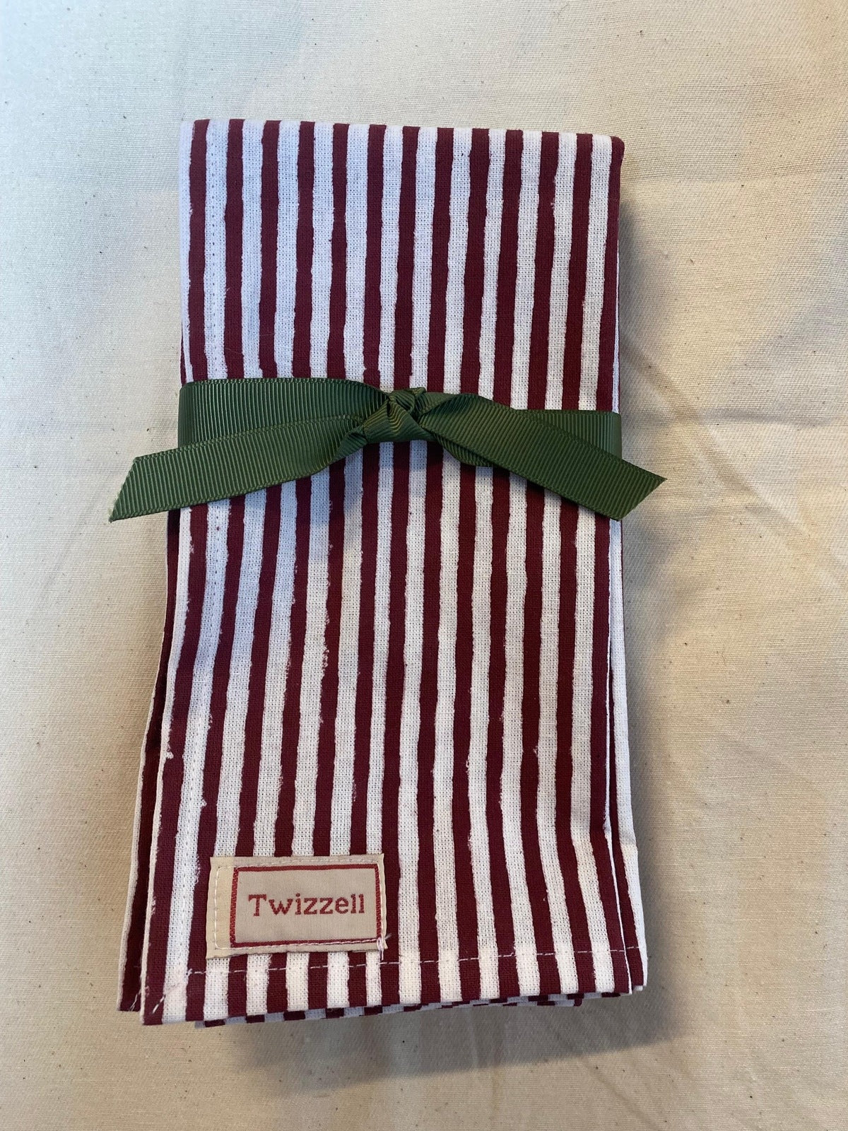Merlot and White Pinstripe Napkin x 4