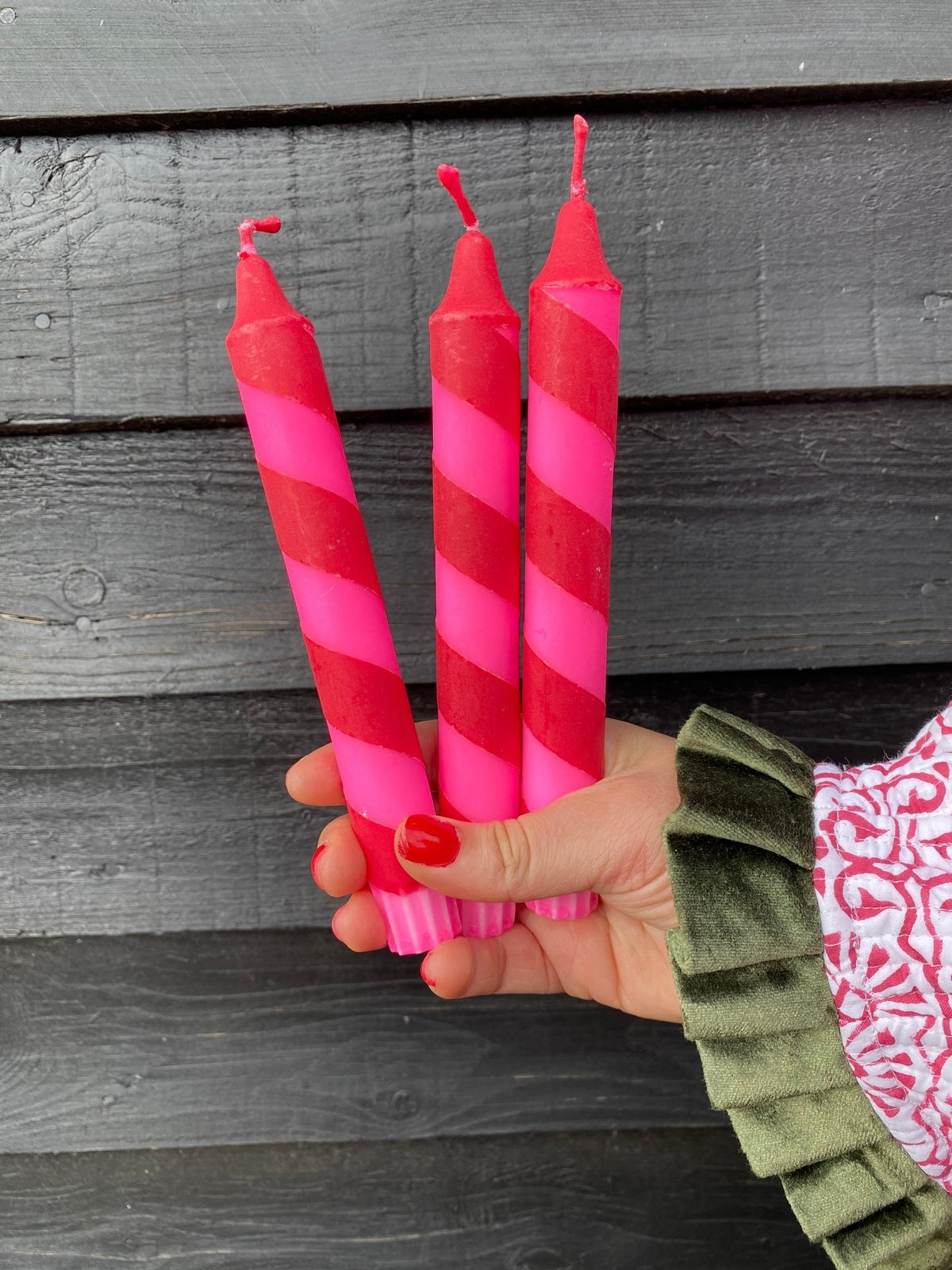 Pink and Red Helter Skelter Candle