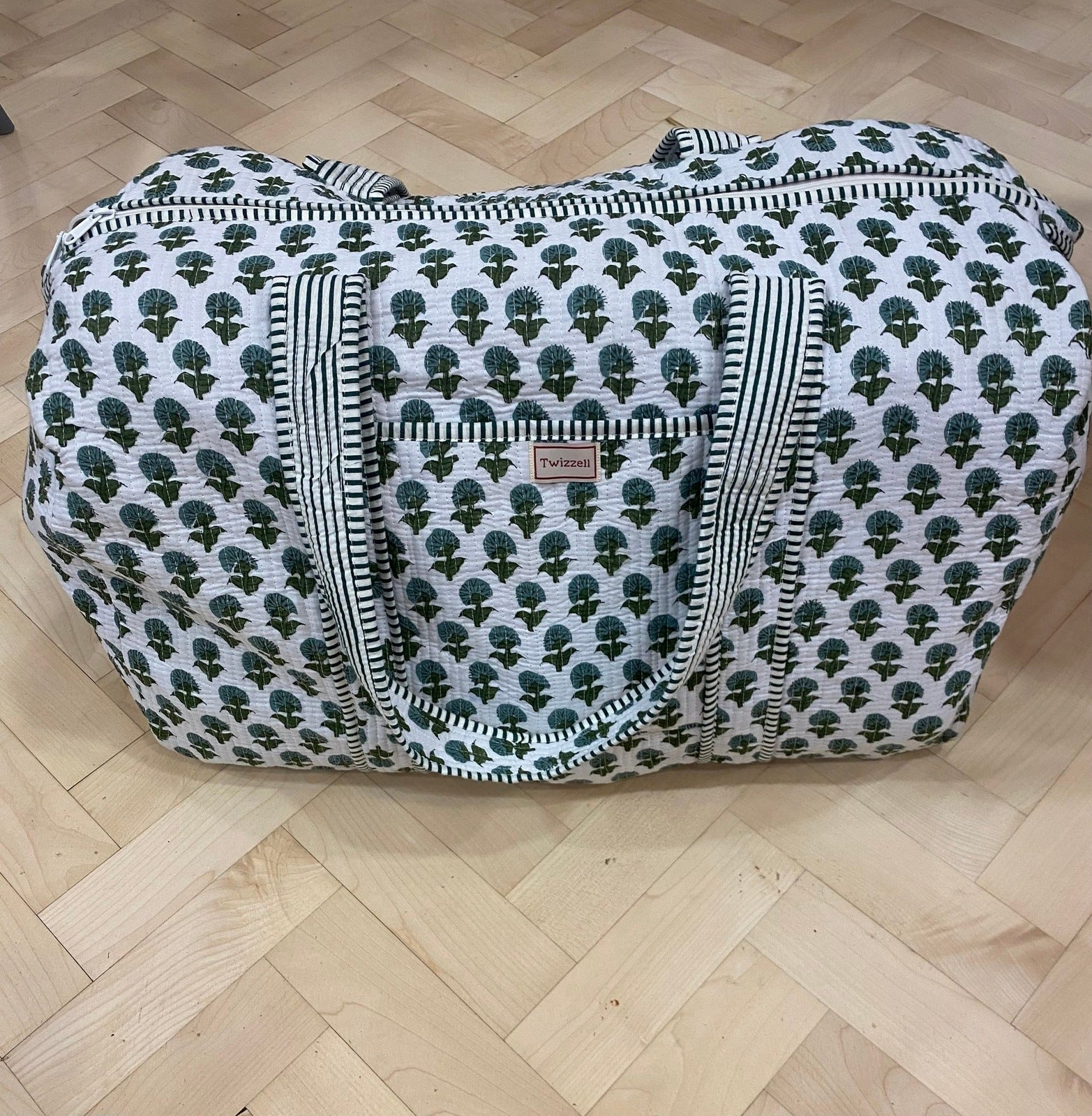 Indian Block Print XL Weekend Bag - Blue