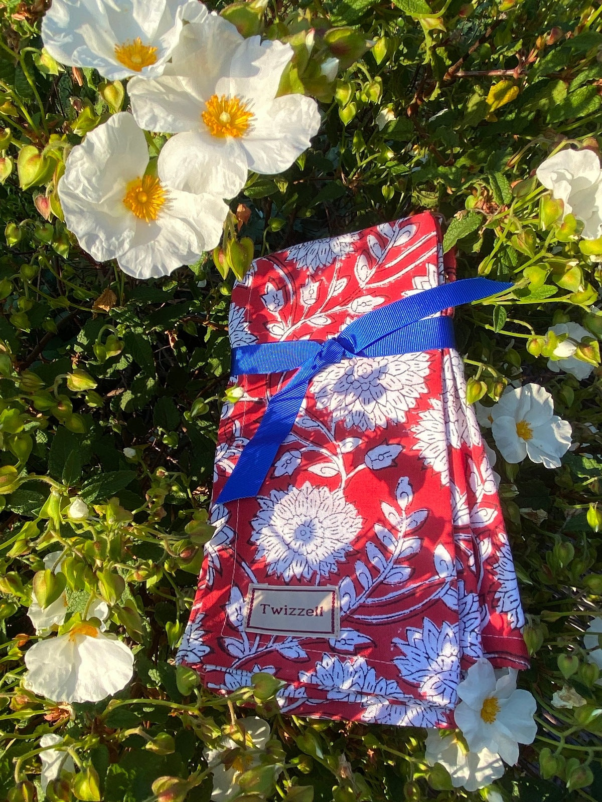 Indian Block Print Napkins Set of 4 - Red and White