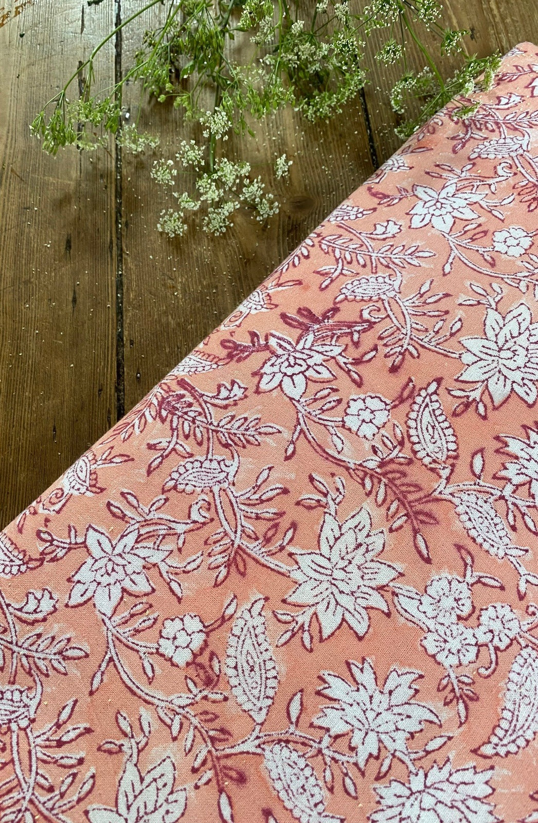 Indian Block Print Tablecloth - Apricot