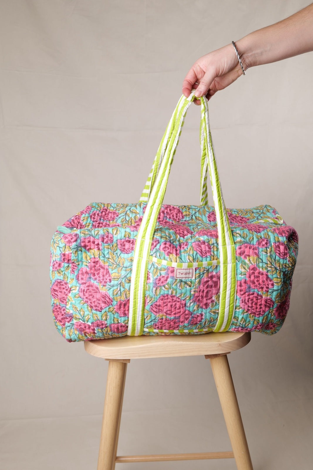 Indian Block Print Weekend Bag - Rose