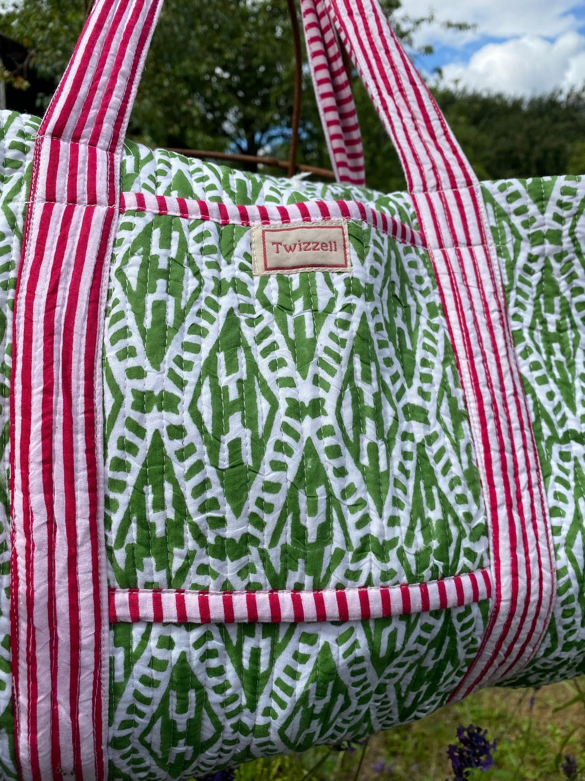 Indian Block Print Weekend Bag - Green