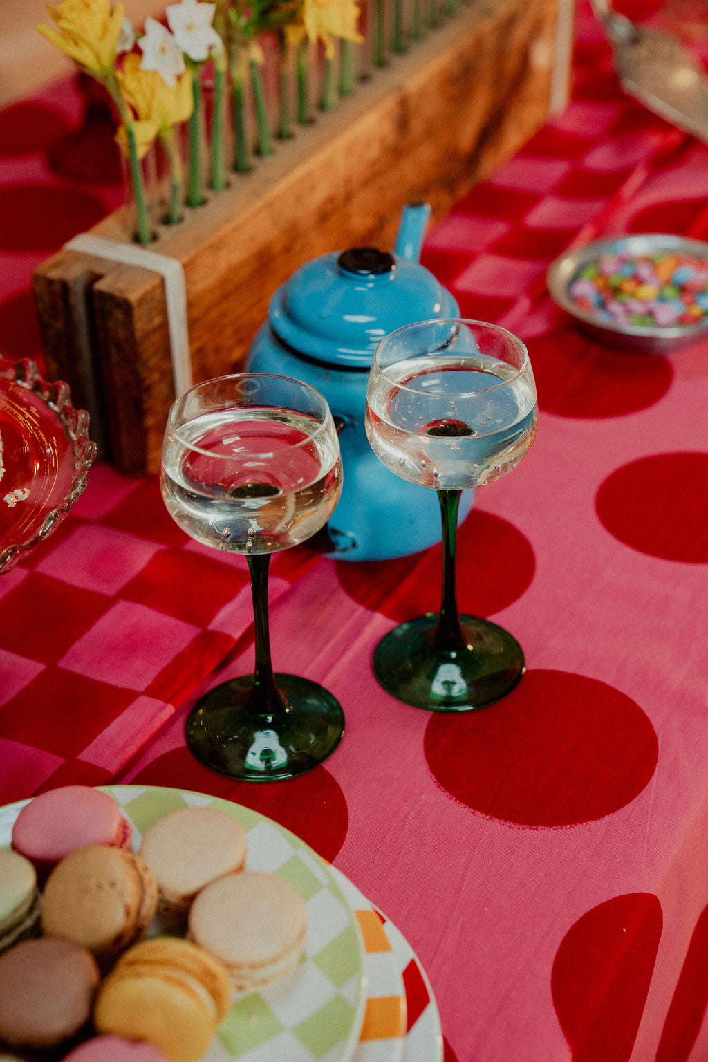 Pink with Red Spot Tablecloth