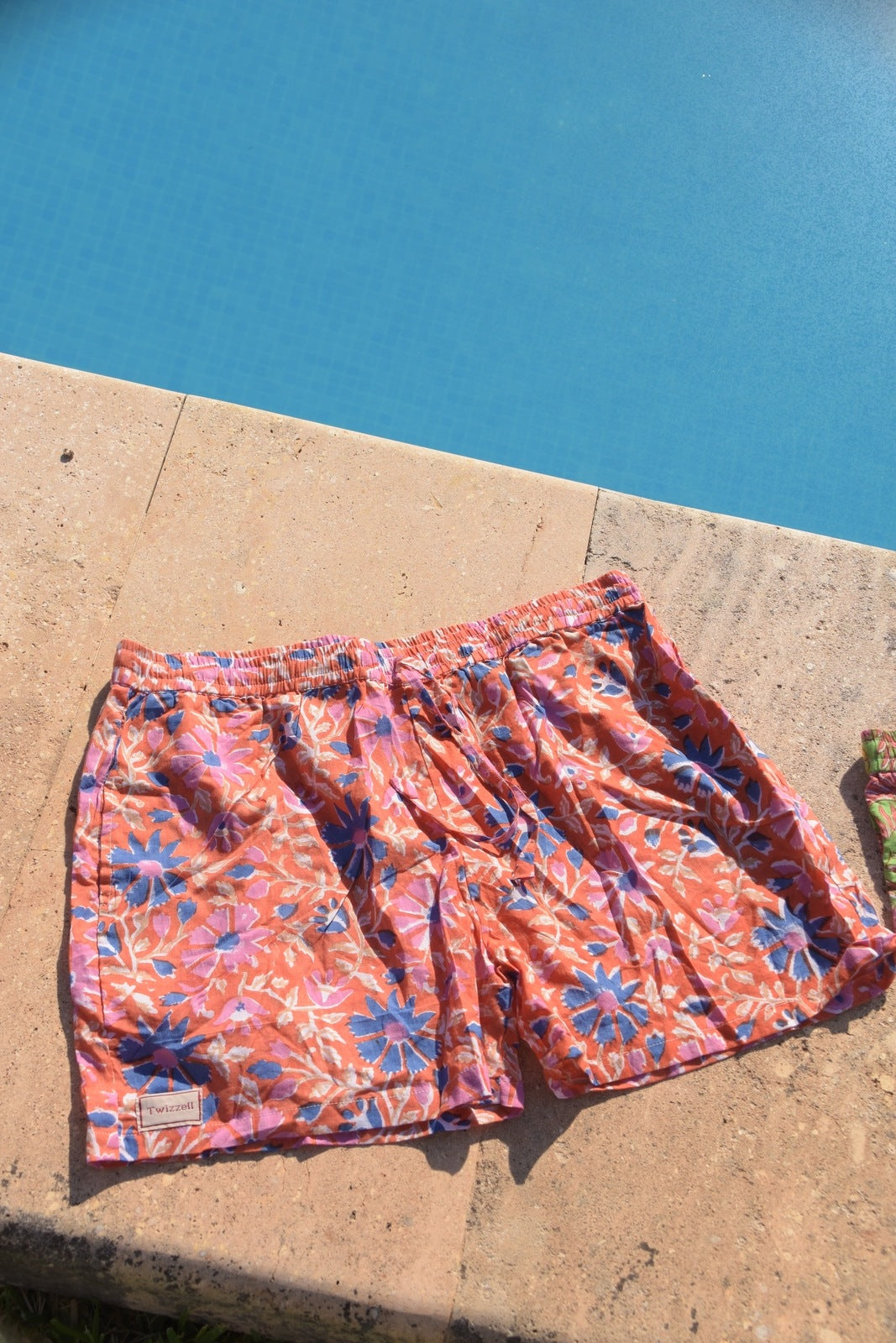 Unisex Indian Block Print Shorts - Peach