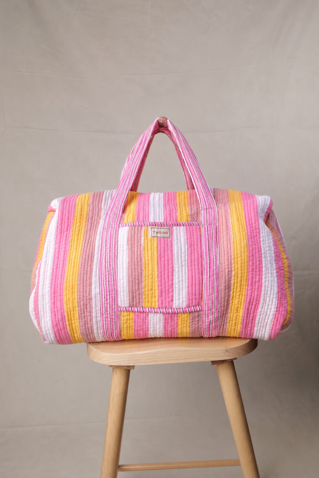 Indian Block Print Weekend Bag - Neapolitan Stripe