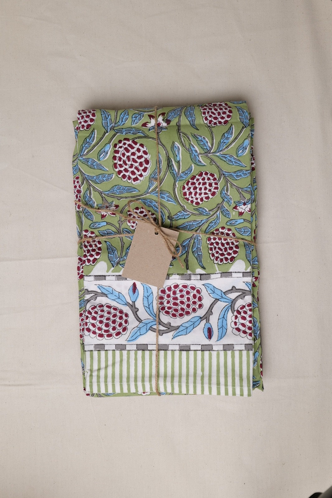 Olive and Turquoise Floral Tablecloth