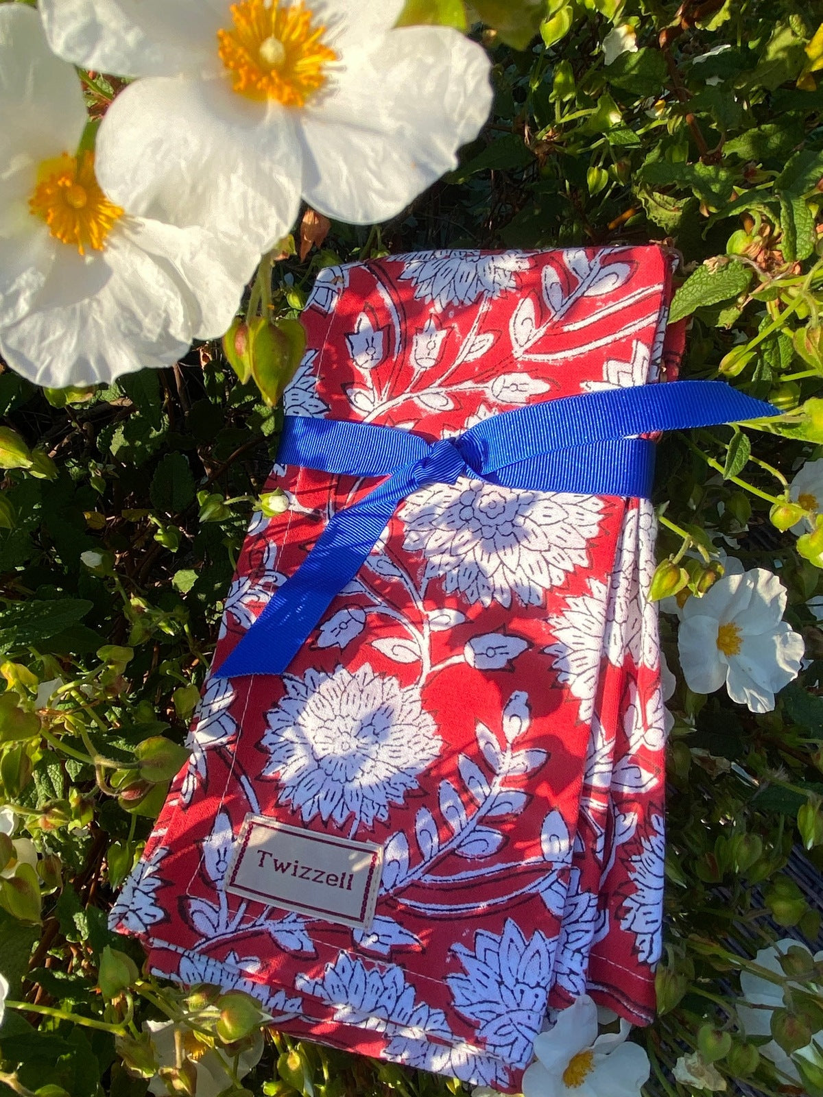 Indian Block Print Napkins Set of 4 - Red and White