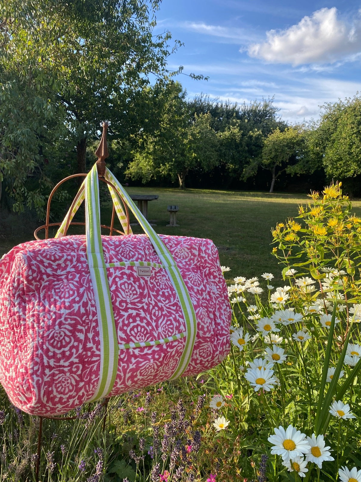 Indian Block Print Weekend Bag - Pink