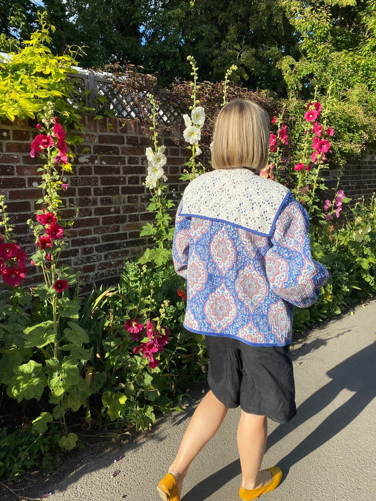 Viola Lace Collar Reversible Jacket - Blue and Mauve