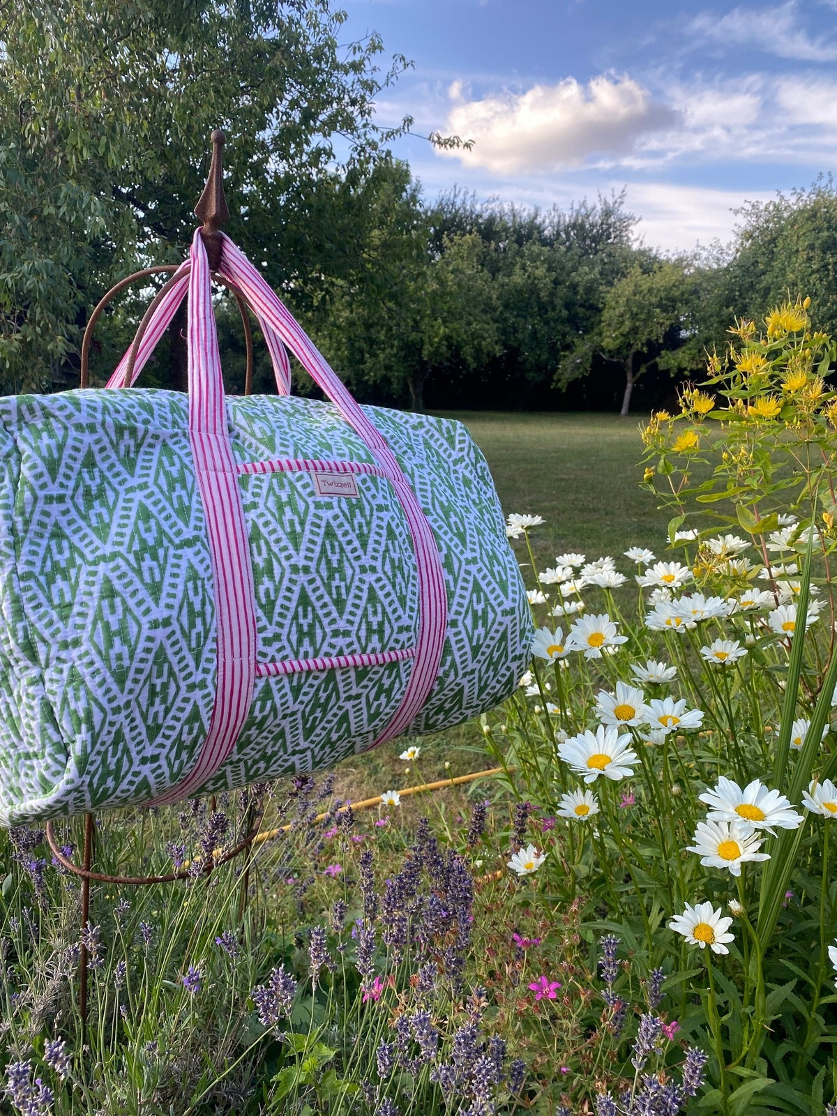 Indian Block Print Weekend Bag - Green