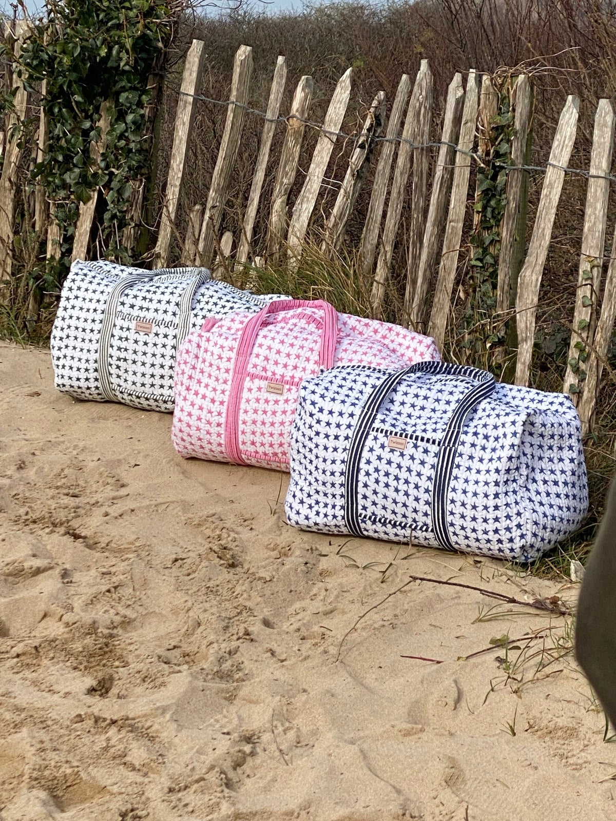 Indian Block Print Weekend Bag - Green Star