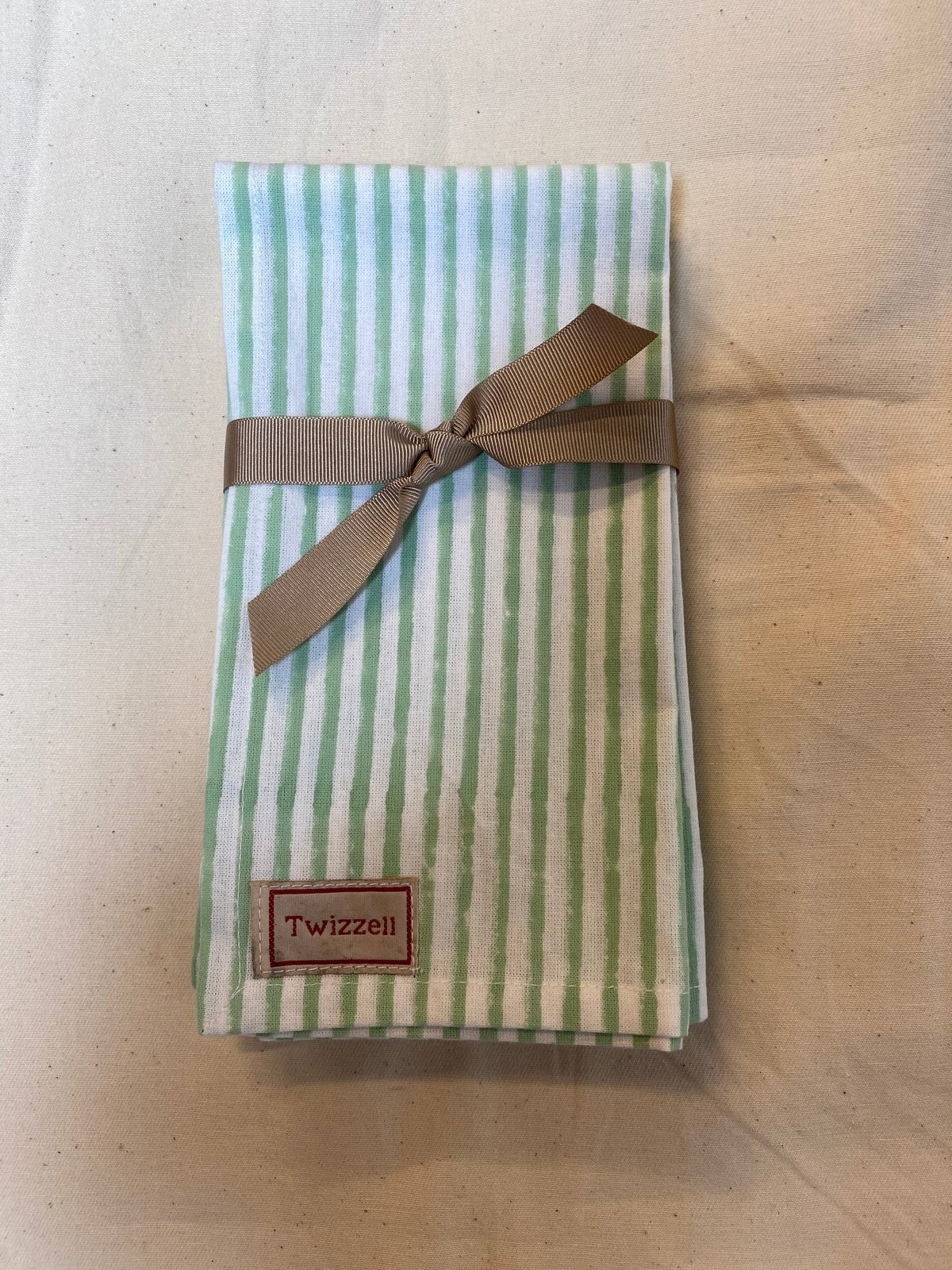 Sage & White Pinstripe Napkin x 4
