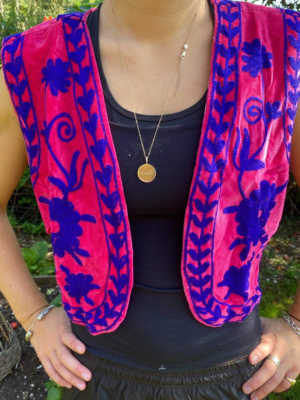 Reversible Cropped Waistcoat - Fuscia