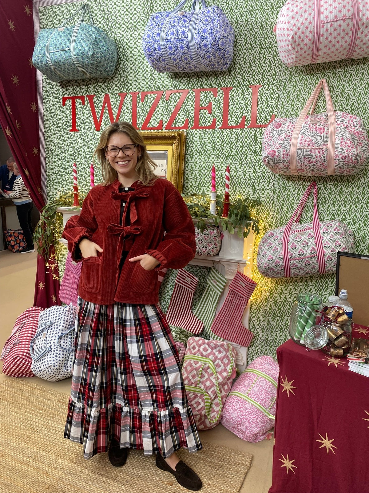 Reversible Jacket - Rust Velvet and Green Cotton Reverse