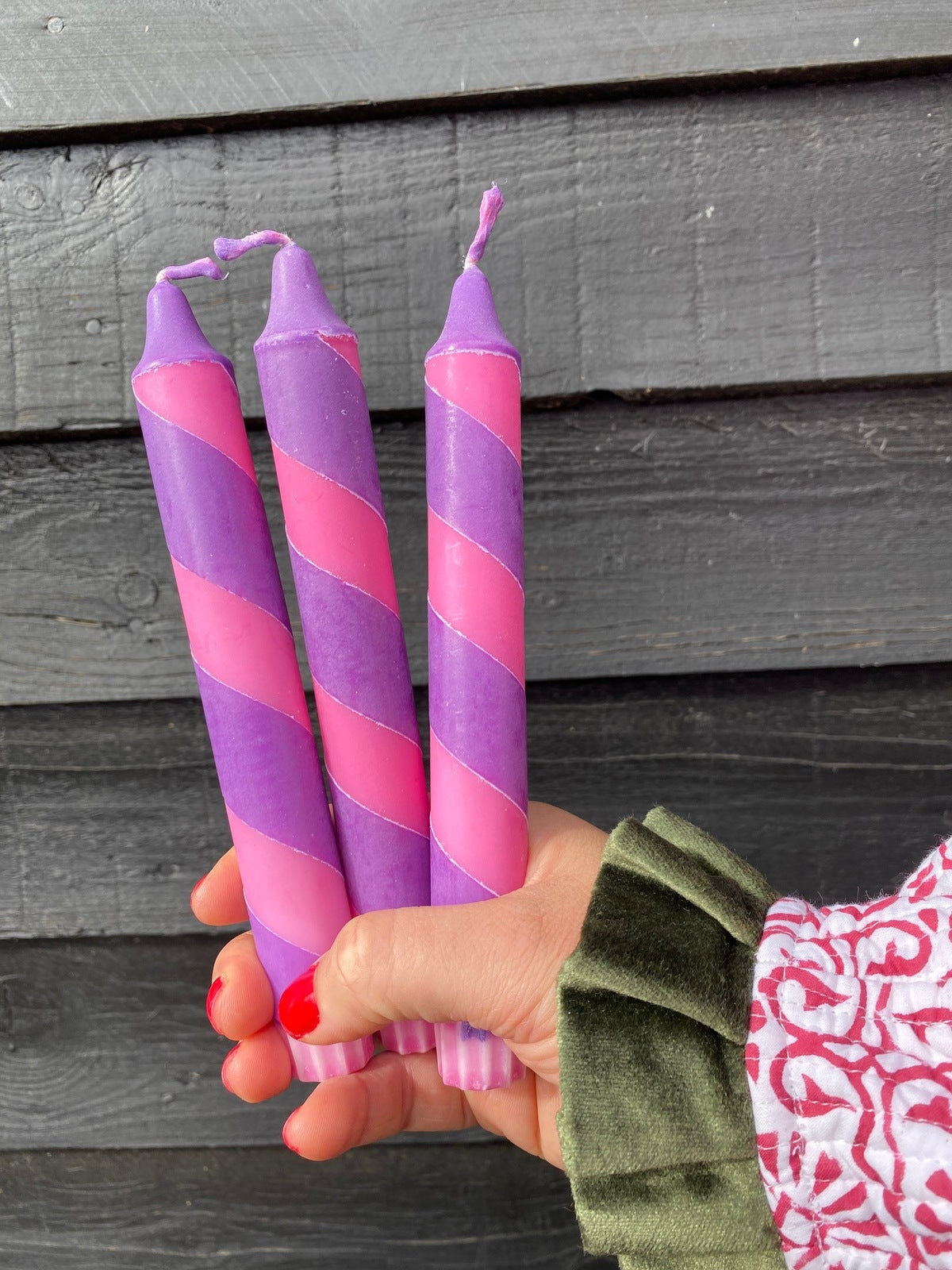 Dark Pink and Dark Purple Helter Skelter Candle