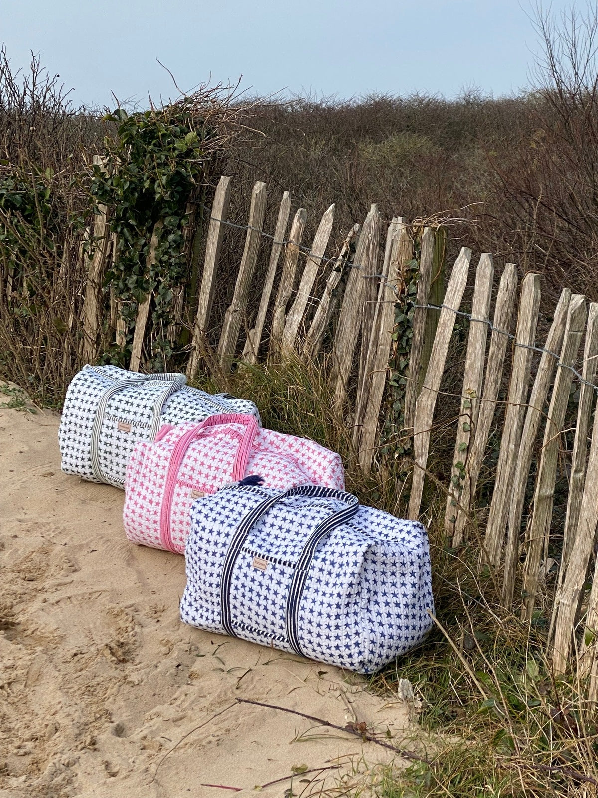 Indian Block Print Weekend Bag - Pink Star