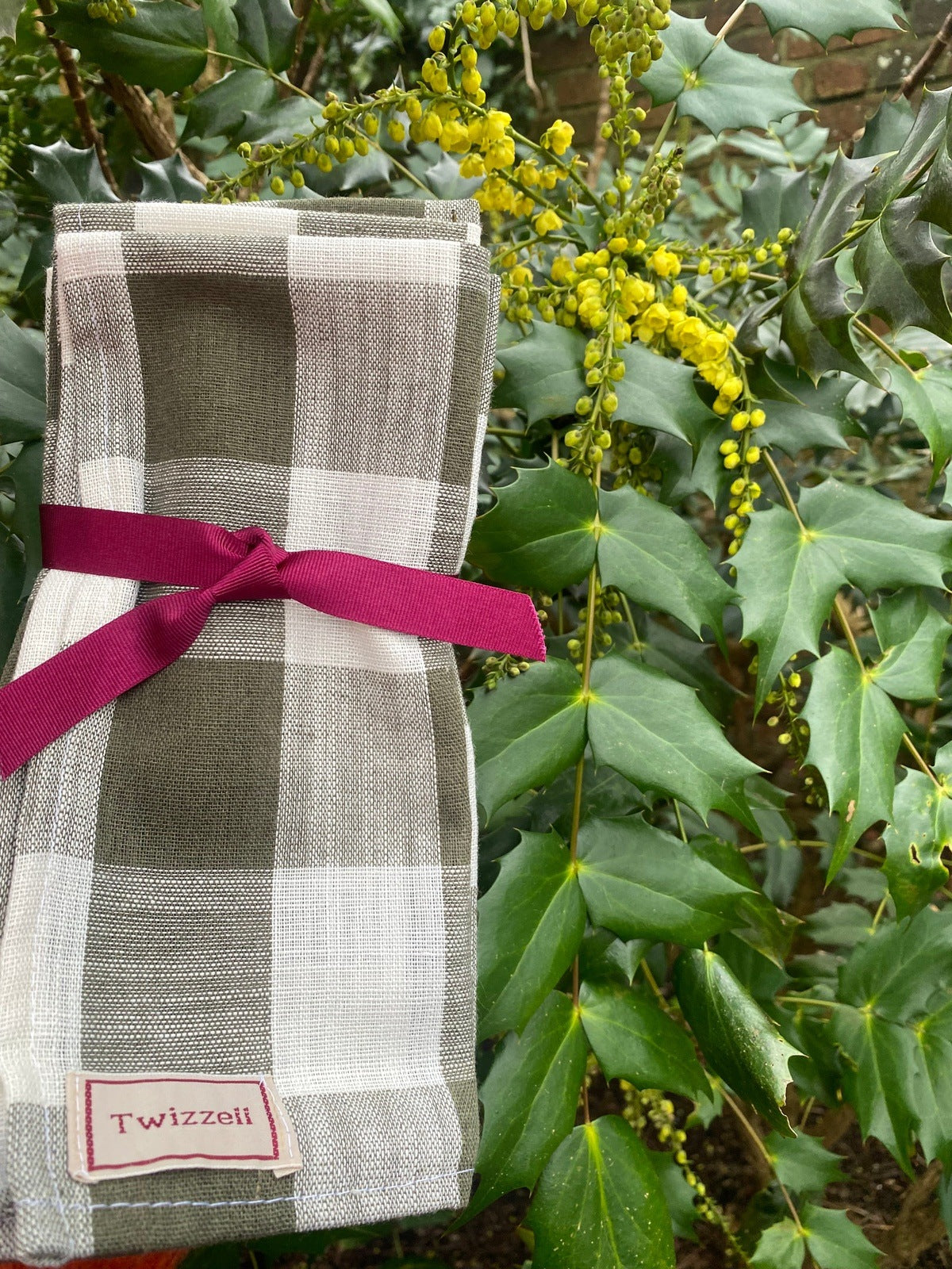 Olive Gingham Napkin x 4