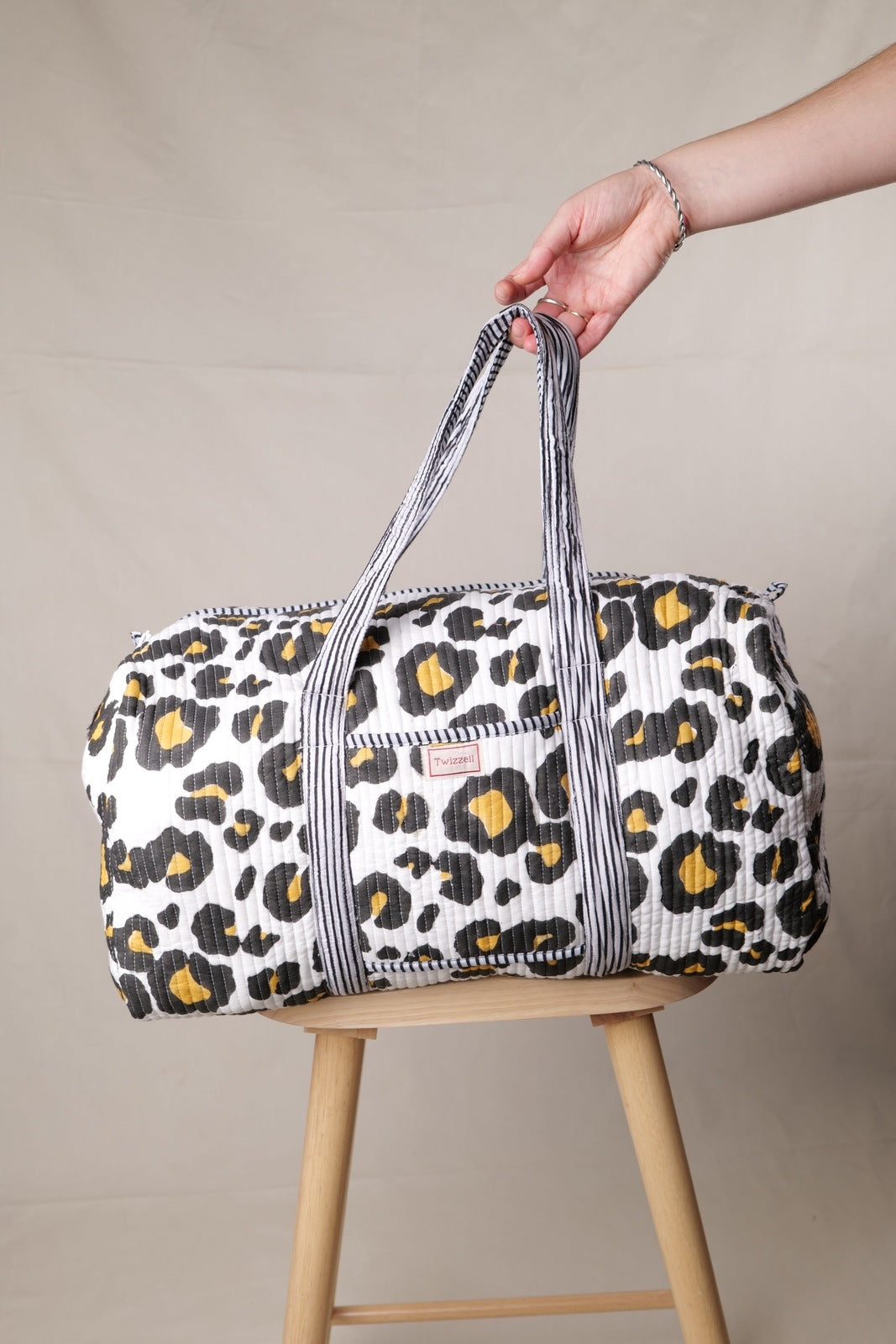 Indian Block Print Weekend Bag - Leopard