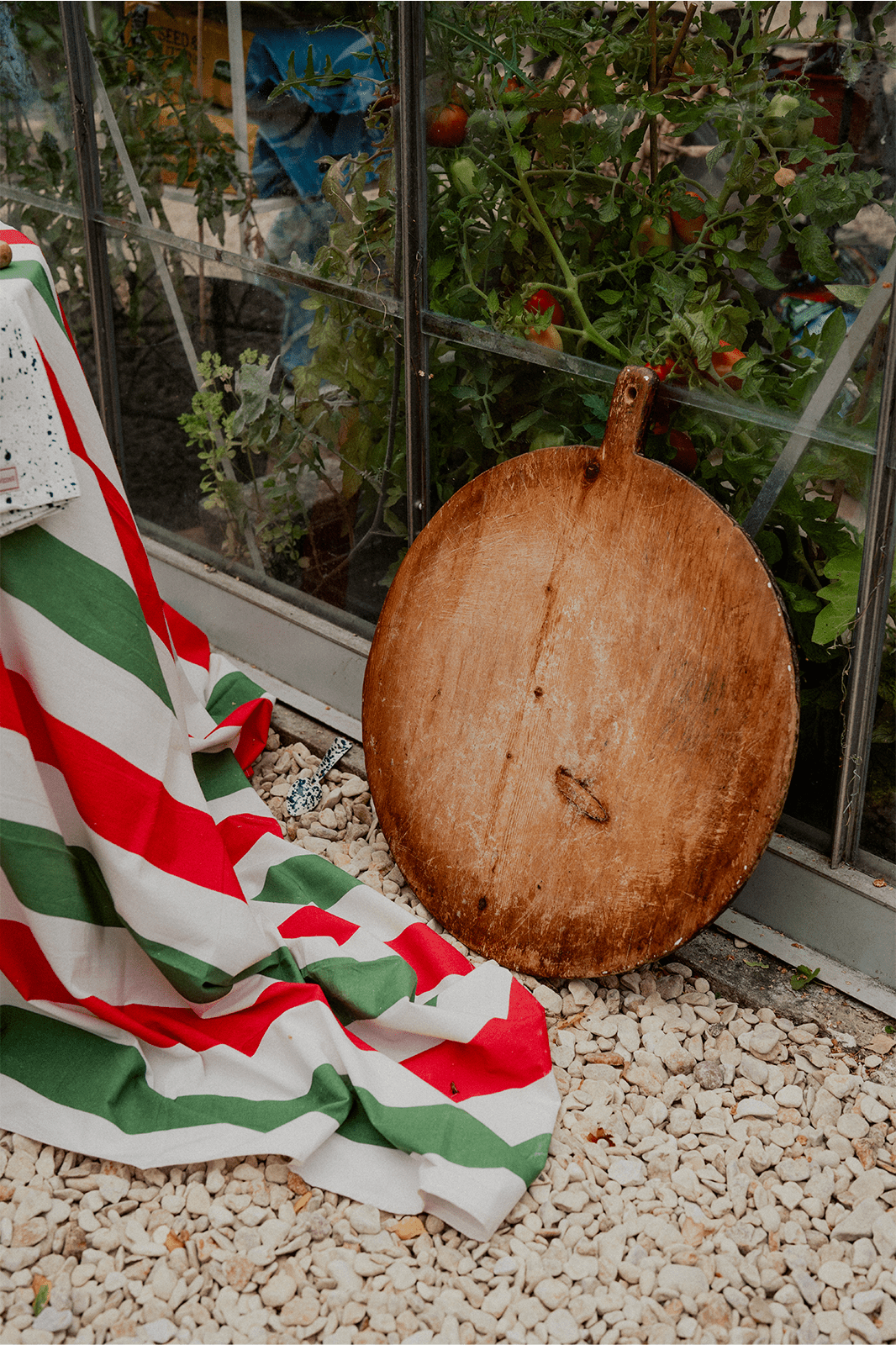 Red, Green and White Stripe Tablecloth