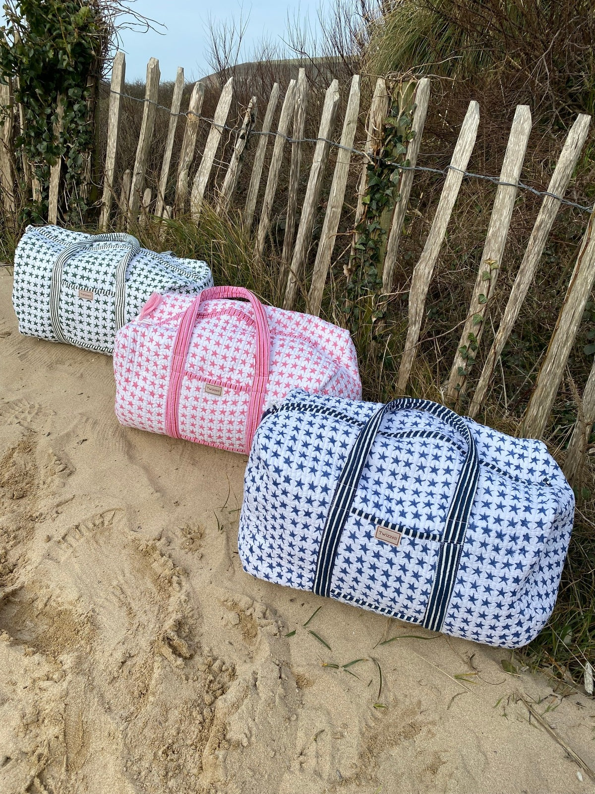 Indian Block Print Weekend Bag - Pink Star